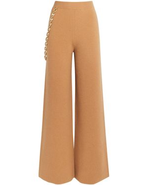 Rabanne Merino Wool-Blend Chain-Detail Trousers - Natural