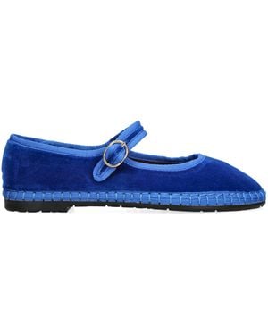 Flabelus Velvet Oe Mary Janes - Blue