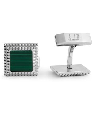 dunhill Rhodium-Plated And Malachite Hobnail Cufflinks - White