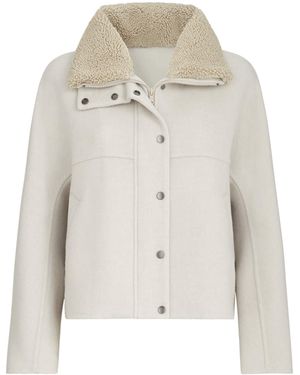 Brunello Cucinelli Wool-Cashmere Shearling-Trim Jacket - Grey