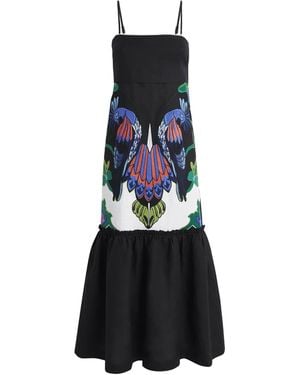 Lug Von Siga Linen Printed Talia Midi Dress - Black