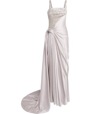 Gaurav Gupta Stretch-Silk Crystal-Embellished Gown - White