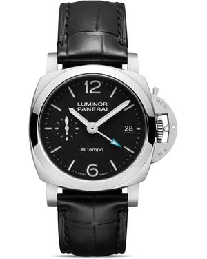 Panerai Stainless Steel Luminor Quaranta Bitempo Watch - Black