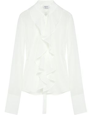 McQueen Silk Ruffle Blouse - White