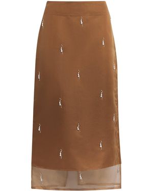 Rohe Organza Pearl-Embellished Midi Skirt - Brown