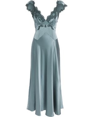 Doen Silk Fiona Midi Dress - Blue