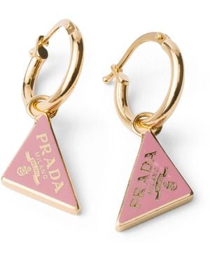 Prada Triangle Drop Earrings - Pink