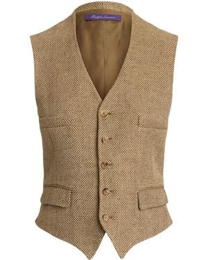 Ralph Lauren Linen Holland Barleycorn Tweed Waistcoat - Green