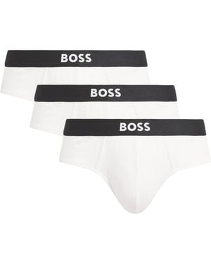 BOSS Stretch-Cotton Logo Briefs - White