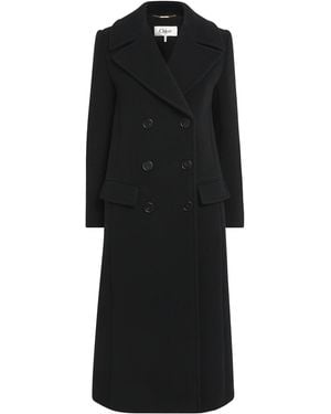 Chloé Virgin Wool Double-Breasted Coat - Black