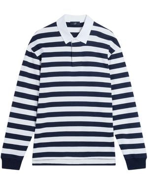 dunhill Cotton-Cashmere Stripe Polo Shirt - Blue