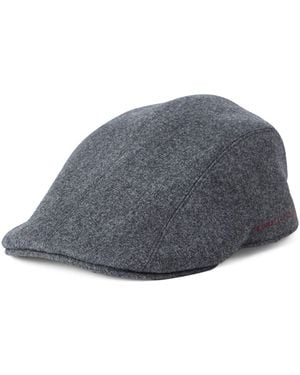 Brunello Cucinelli Virgin Wool Embroidered Flat Cap - Gray