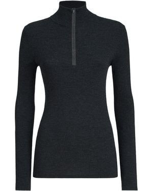 Brunello Cucinelli Virgin Wool-Cashmere Half-Zip Jumper - Black
