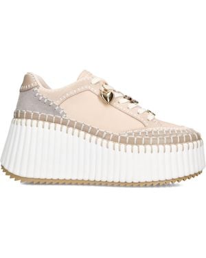 Chloé Leather Nama Runner Platform Sneakers - Natural
