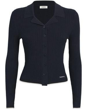 Sandro Cable-Knit Cardigan - Blue