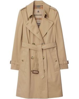 Burberry Gabardine Long Kensington Heritage Trench Coat - Natural