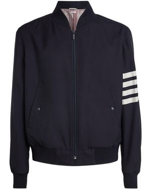 Thom Browne Wool 4-Bar Stripe Bomber Jacket - Blue