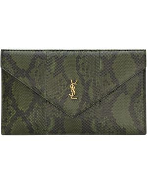 Saint Laurent Large Envelope Cassandre Pouch - Green