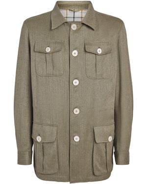 James Purdey & Sons Cotton-Blend Herringbone Overshirt - Green