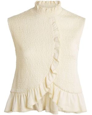 Sandro Ruffled Smock Sleeveless Top - White