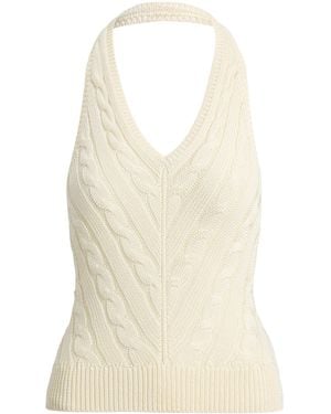 Ralph Lauren Silk Cable-Knit Halterneck Top - Natural
