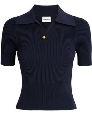 Claudie Pierlot Knitted Polo Shirt - Blue