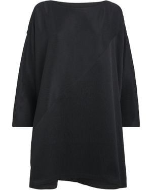 Eskandar Silk Plissé Scoop-Neck Top - Black