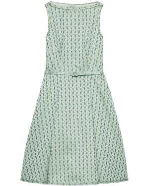 Prada Duchess Satin Floral Midi Dress - Green