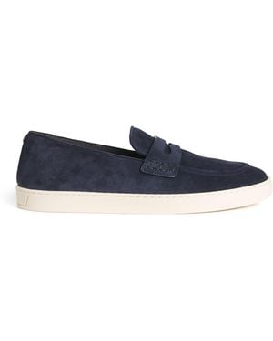 Canali Suede Penny Loafers - Blue
