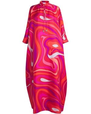 Emilio Pucci Silk Marmo Print Kaftan - Pink