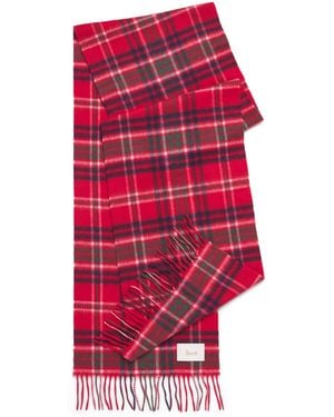 Harrods Cashmere Tartan Scarf - Red