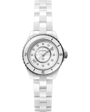CHANEL Ceramic, Steel And Diamond J12 Watch - White