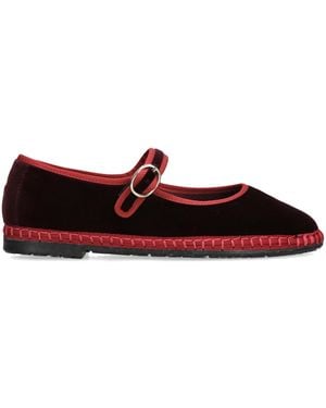 Flabelus Velvet Boris Mary Janes - Red