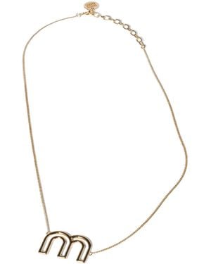 Miu Miu Logo Chain Necklace - Metallic