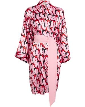 Olivia Von Halle Silk Mimi Cocteau Robe - Red