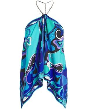 PUCCI Silk Orchidee Halterneck Top - Blue