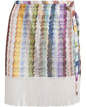 Missoni Zigzag Fringe-Trim Pareo Mini Skirt - Multicolor