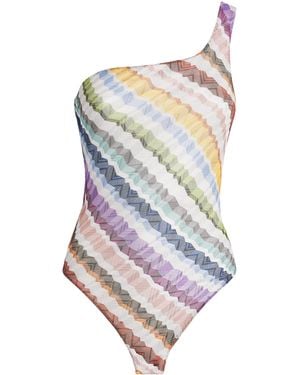 Missoni Zigzag One-Shoulder Swimsuit - White