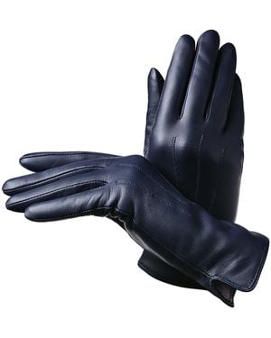Aspinal of London Wool-Cashmere Lined Leather Gloves - Blue
