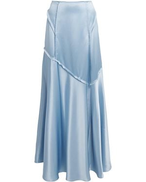 Ganni Satin Maxi Skirt - Blue