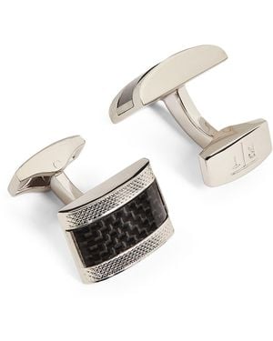 Tateossian Carbon Fibre D-Shape Cufflinks - White