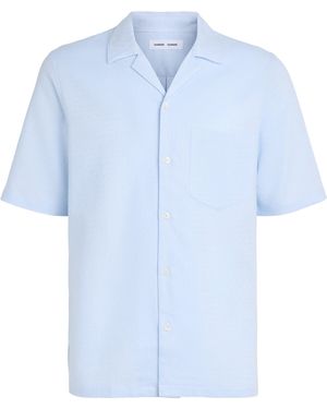 Samsøe & Samsøe Organic Cotton Jacquard Saoscar Shirt - Blue