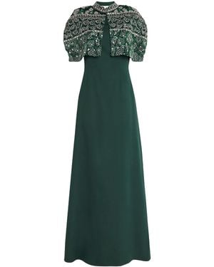 Raishma Embellished Cape Beatrice Gown - Green
