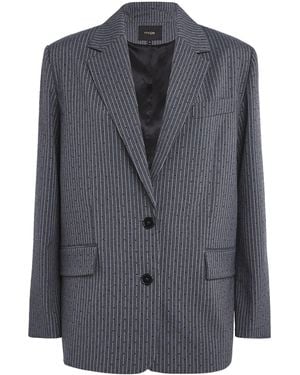 Maje Rhinestone Pinstripe Blazer - Grey