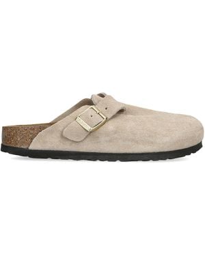 Birkenstock Suede Boston Clogs - White