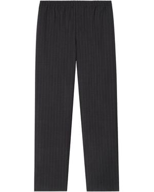 Burberry Wool Pinstripe Sweatpants - Gray