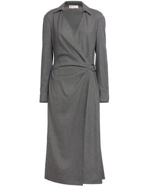 Tory Burch Wool Midi Wrap Dress - Gray