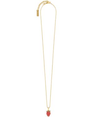 Saint Laurent Enamelled Strawberry Necklace - White
