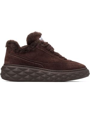 Jimmy Choo Diamond Maxi Retro Suede-Shearling Sneakers - Brown
