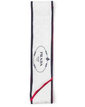 Prada Silk Twill Skinny Scarf - White